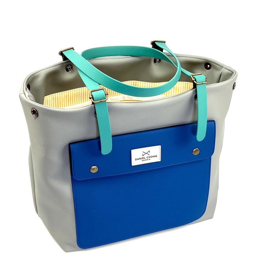 Daniel Chong Shopper Old School Gris Bolsillo Marino Asas Aqua Online